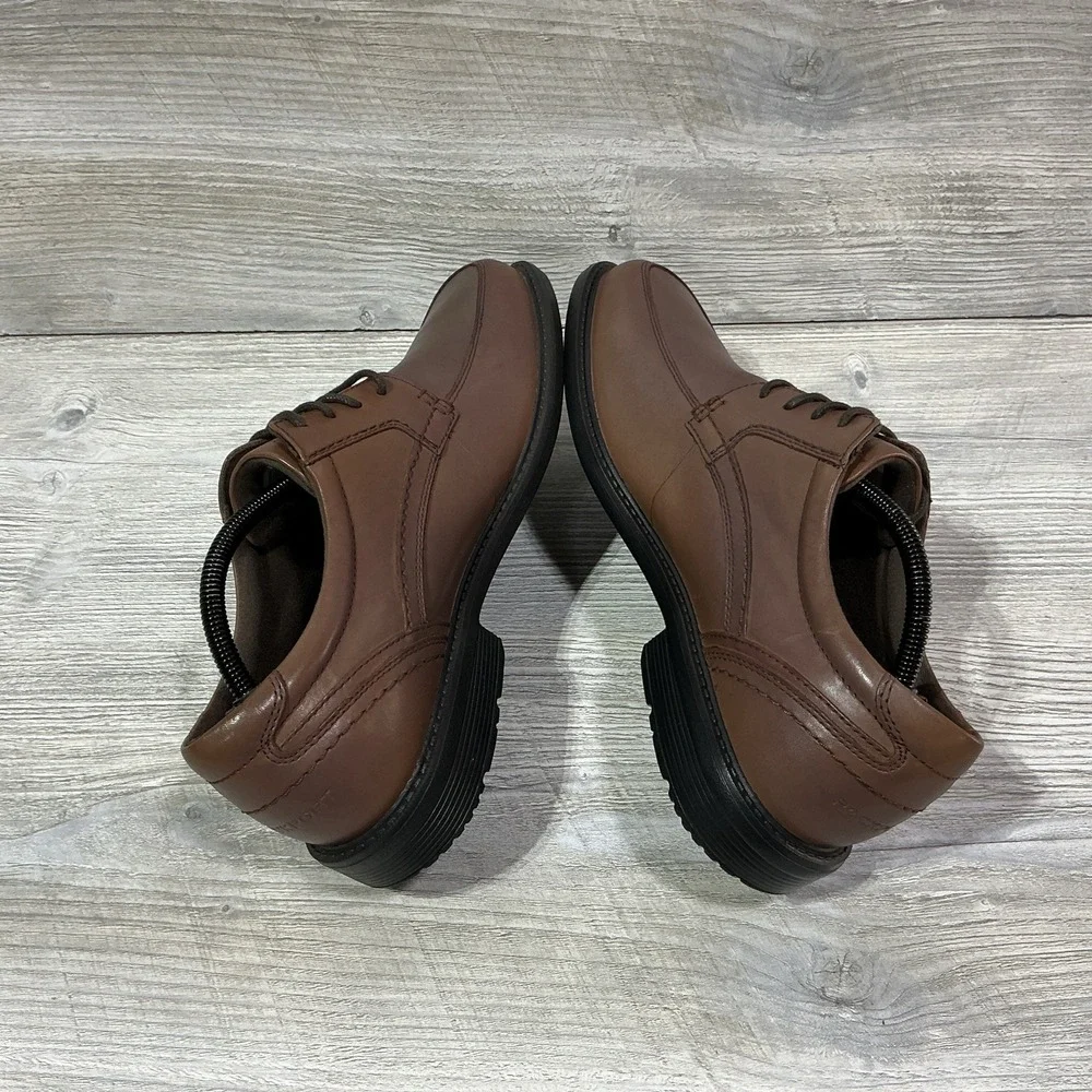 Rockport Dress Shoes Mens 10M Style Leader 2 Oxford Brown Leather Apron BX2059